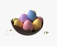 Easter Eggs In Chocolate Basket Composition 3d model