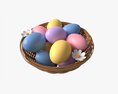 Easter Eggs In Wicker Basket Composition 3d model