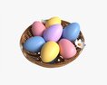 Easter Eggs In Wicker Basket Composition 3Dモデル