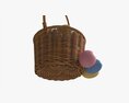 Easter Eggs In Wicker Basket With Handle Modello 3D
