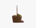 Easter Eggs In Wicker Basket With Handle 3d model