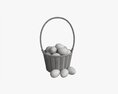 Easter Eggs In Wicker Basket With Handle Modèle 3d