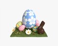 Easter Eggs Rabbit Flowers Composition Modello 3D