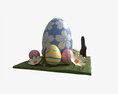 Easter Eggs Rabbit Flowers Composition Modelo 3d
