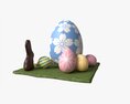 Easter Eggs Rabbit Flowers Composition Modello 3D