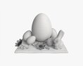 Easter Eggs Rabbit Flowers Composition 3d model