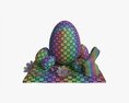 Easter Eggs Rabbit Flowers Composition 3D модель