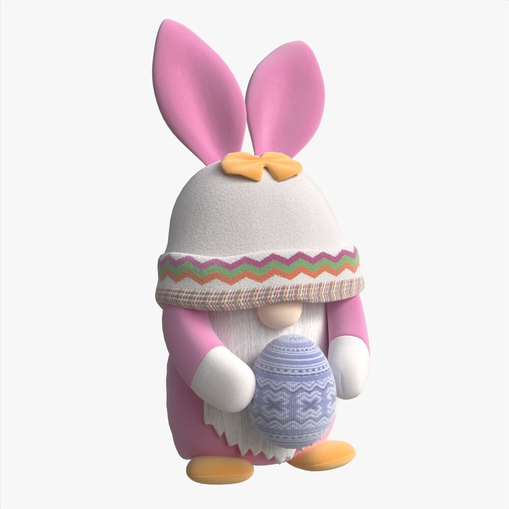 Easter Plush Doll Gnome With Egg 01 3D 모델 