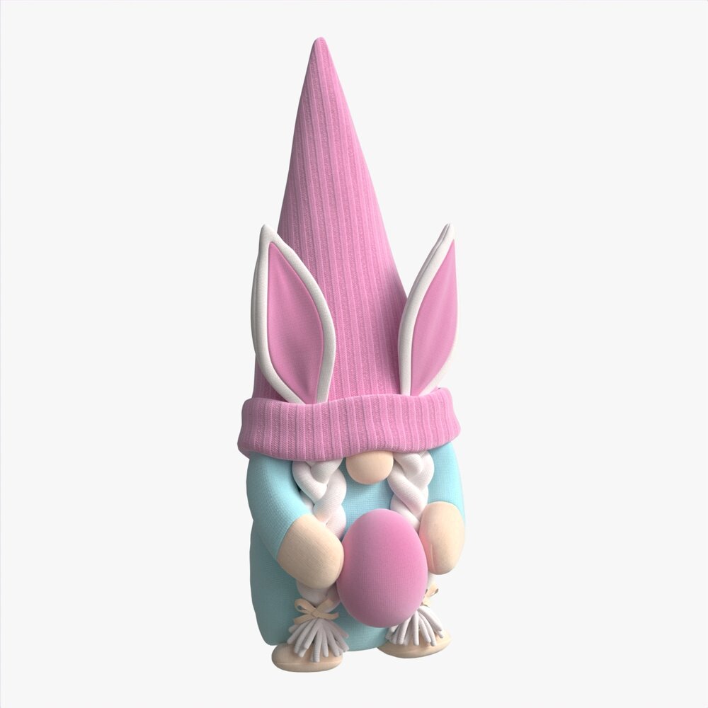 Easter Plush Doll Gnome With Egg 02 3D model