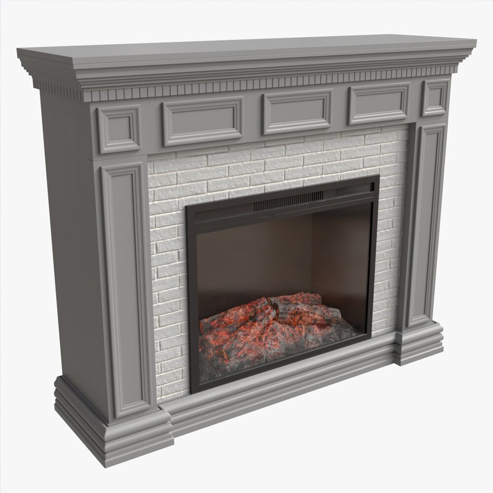 Fireplace In Faux Stone And Wood Delaro Modèle 3D