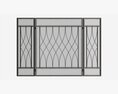 Folding Fireplace Screen 3-Panel Metal Mesh 3D 모델 