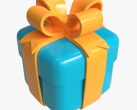 Gift Box With Ribbon Stylized 3D model