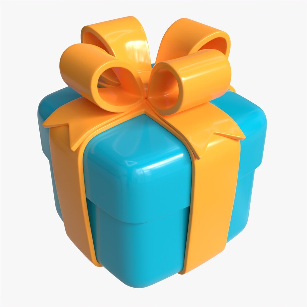 Gift Box With Ribbon Stylized 3D model