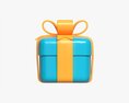 Gift Box With Ribbon Stylized 3d model