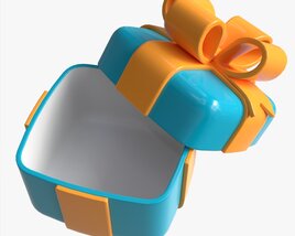 Gift Box With Ribbon Stylized Open 3D模型