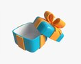 Gift Box With Ribbon Stylized Open 3D модель