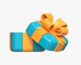 Gift Box With Ribbon Stylized Open 3Dモデル