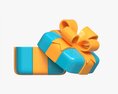 Gift Box With Ribbon Stylized Open 3D модель