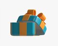 Gift Box With Ribbon Stylized Open 3D модель