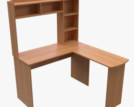 L-shape Computer Desk With Shelf 3D模型
