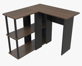 L-shape Desk With Bookshelf Modelo 3d
