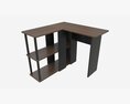 L-shape Desk With Bookshelf Modelo 3D