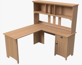 L-shape Desk With Shelf 3D модель