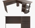 L-shape Desk With Side Bookshelves 3D модель