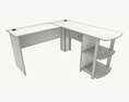 L-shape Desk With Side Bookshelves Modelo 3d