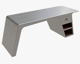 Metal Desk With Drawer 01 3D model