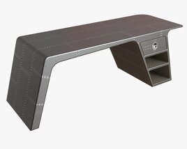 Metal Desk With Drawer 02 3D model