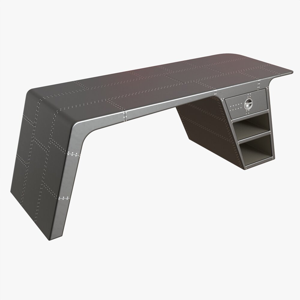 Metal Desk With Drawer 02 Modello 3D