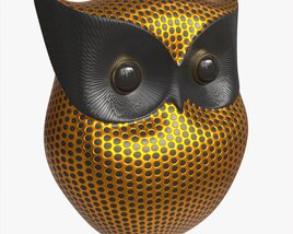 Metal Gold Owl Figurine 3D model
