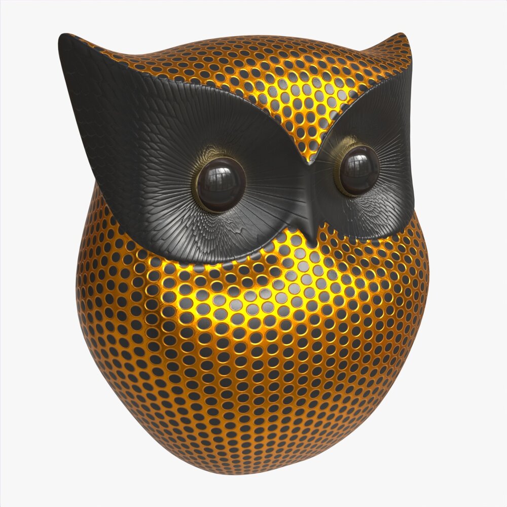 Metal Gold Owl Figurine Modèle 3d