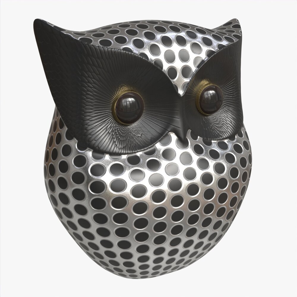 Metal Owl Figurine Modèle 3d