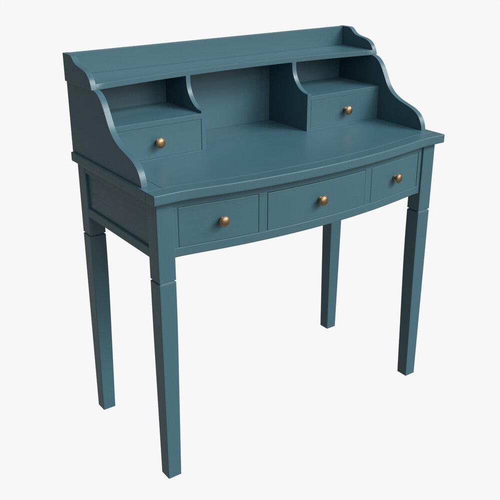 Oak Writing Desk With Drawers 3D 모델 