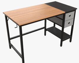 Office Desk With Drawers And Shelf 3D 모델 