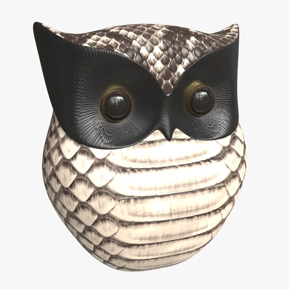 Owl Figurine Leather 3d model