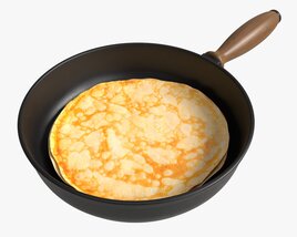 Pancakes On Frying Pan 3D model