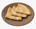 Pancakes Triangular Shape On Plate Modelo 3d