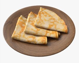 Pancakes Triangular Shape On Plate 3D model