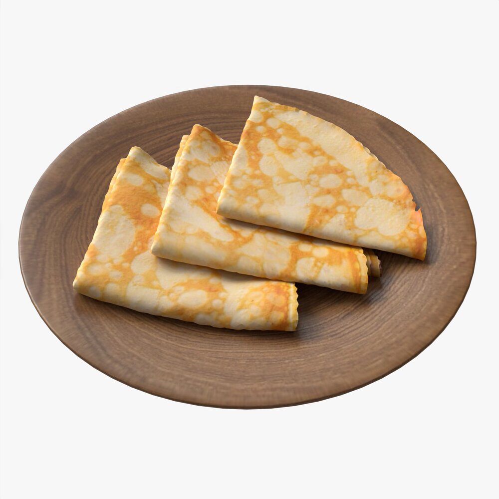 Pancakes Triangular Shape On Plate 3D модель