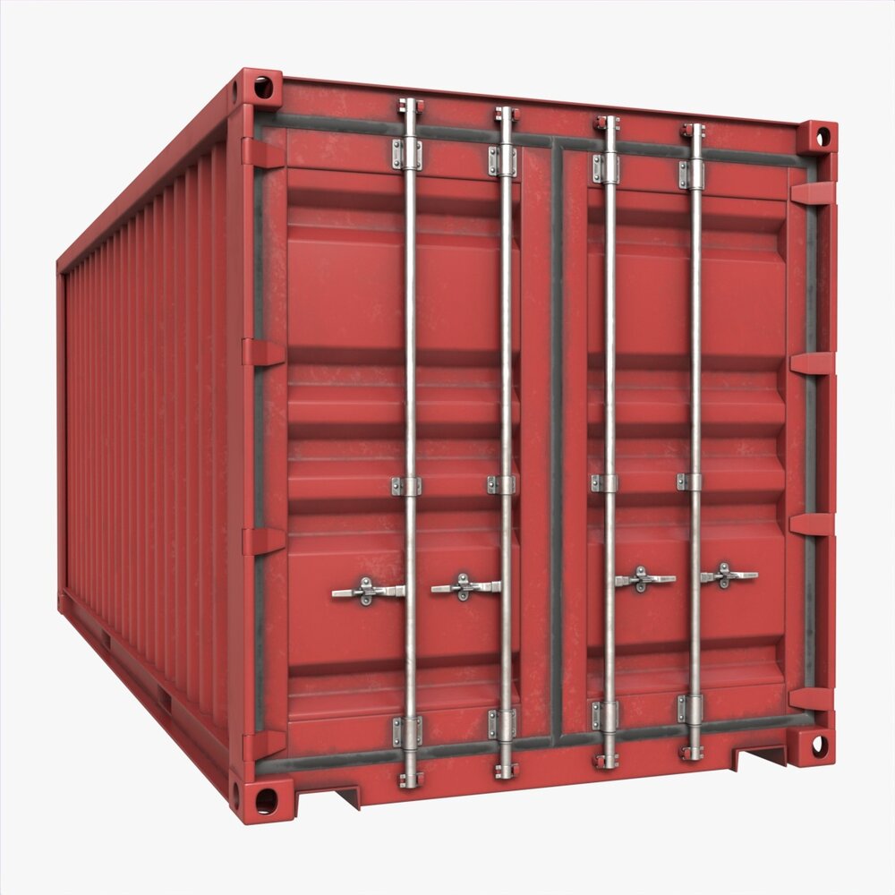 Shipping Container Dry 20-foot Red Dirty 3D модель