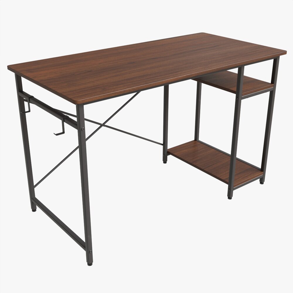 Writing Computer Desk With 2 Shelves 3D 모델 
