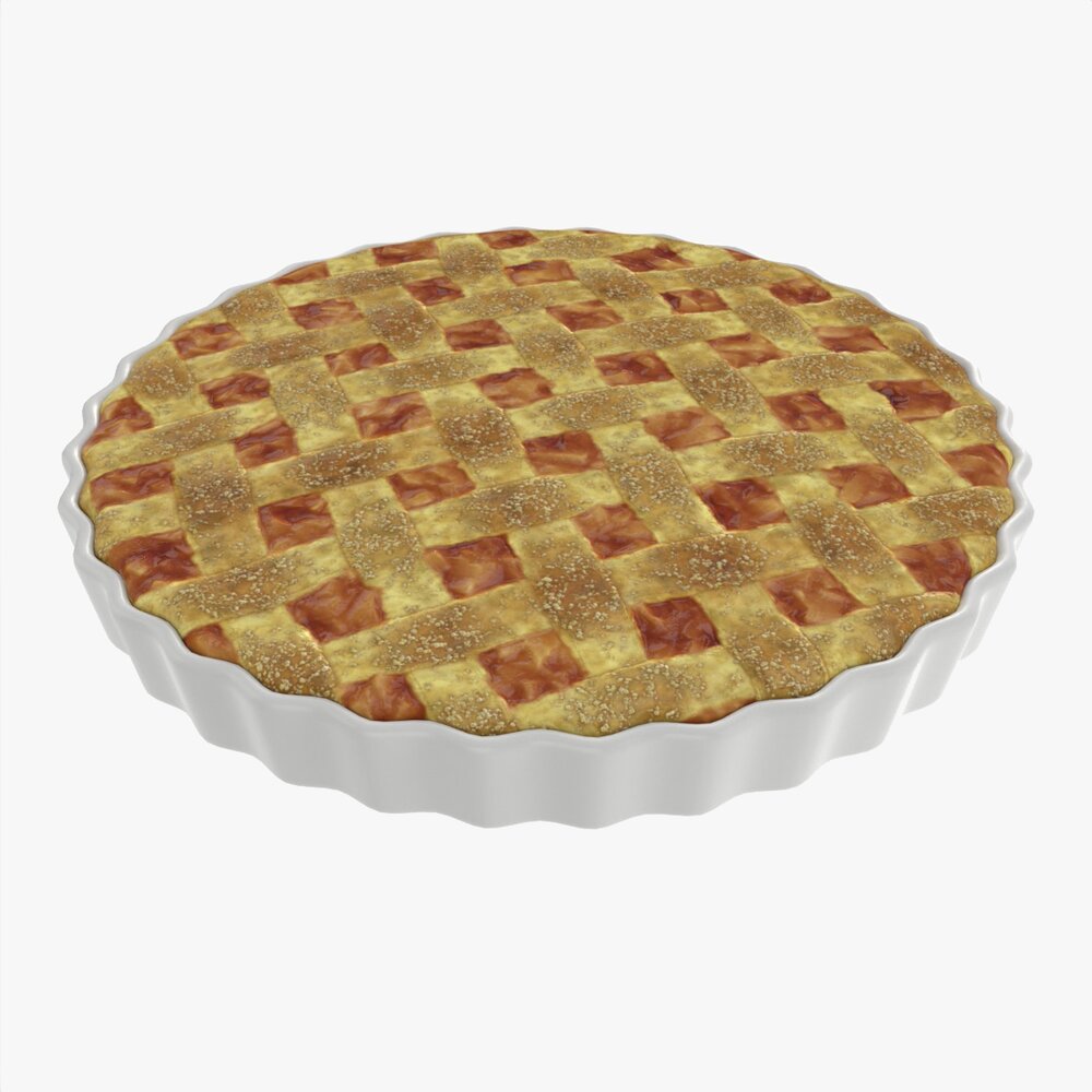 Apple Pie With Plate 01 3D-Modell