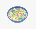 Bowl Of Colored Cheerios With Milk 3D模型