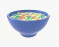 Bowl Of Colored Cheerios With Milk Modello 3D