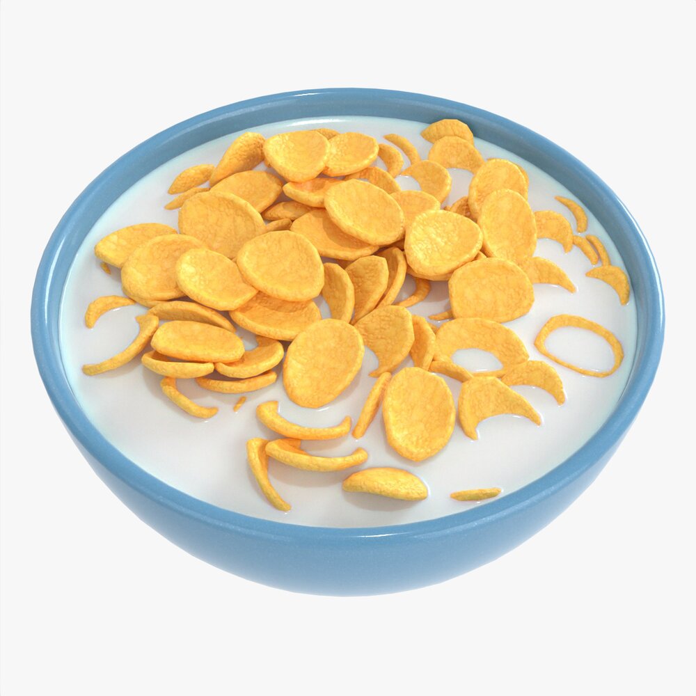 Bowl With Cornflakes 01 3D model