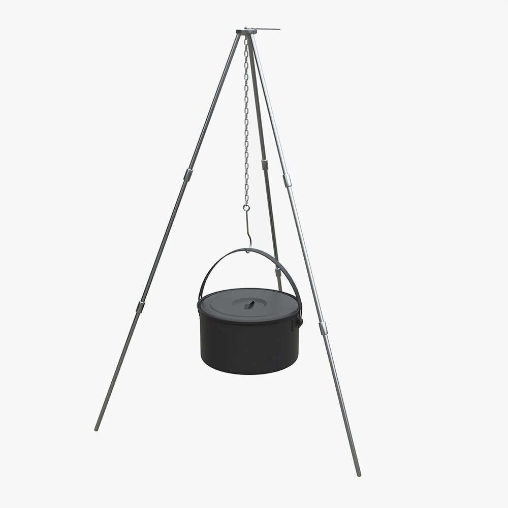Cooking Tripod With Pot 3D model
