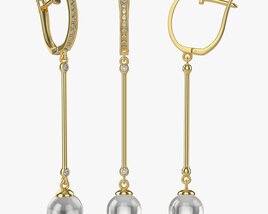 Earrings Diamond Gold Jewelry 01 3D модель